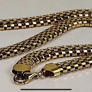 Vintage LIRM Italy Gold Vermeil Sterling Silver Puffy Venetian Chain Necklace.